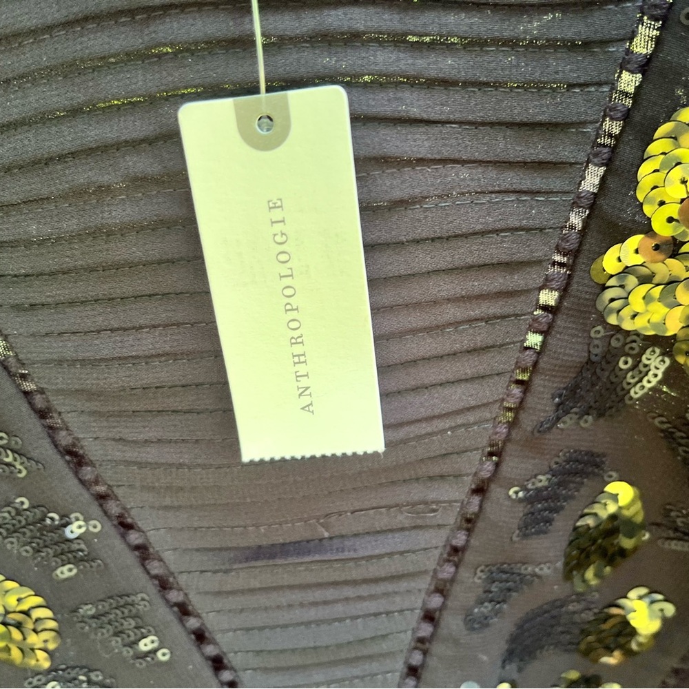 NWT Anthropologie Neale Sequined Puffed Sleeve Blouse - Picture 6 of 9